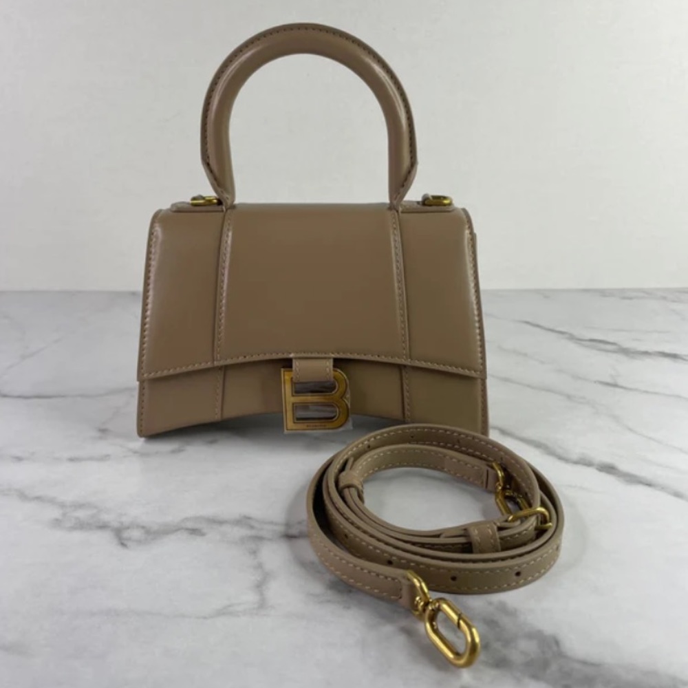 Balenciaga Sand XS Hourglass Top Handle Crossbody/Shoulder Bag
